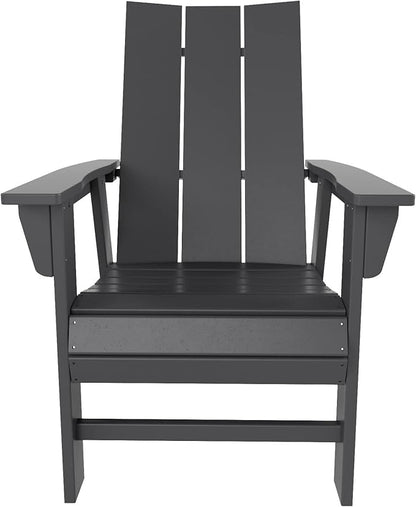WO WESTIN OUTDOOR HDPE Shoreside Modern Curveback Adirondack Dining Chair,Gray