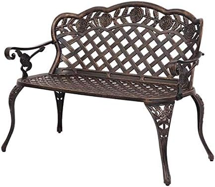 42.5inch Bronze Outdoor Garden Bench Patio Park Bench Patio Seating Sturdy Patio Bench Porch Bench Furniture Chair Seat for Outside, Backyard, Park, Lawn 108 x 60 x 83cm