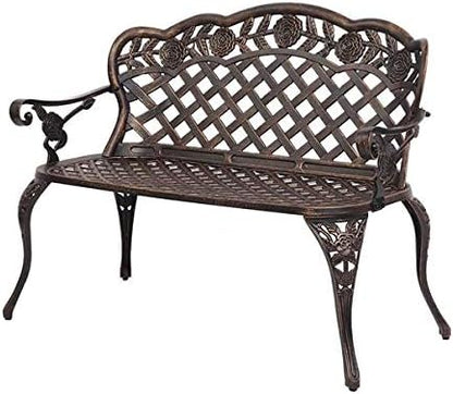 42.5inch Bronze Outdoor Garden Bench Patio Park Bench Patio Seating Sturdy Patio Bench Porch Bench Furniture Chair Seat for Outside, Backyard, Park, Lawn 108 x 60 x 83cm