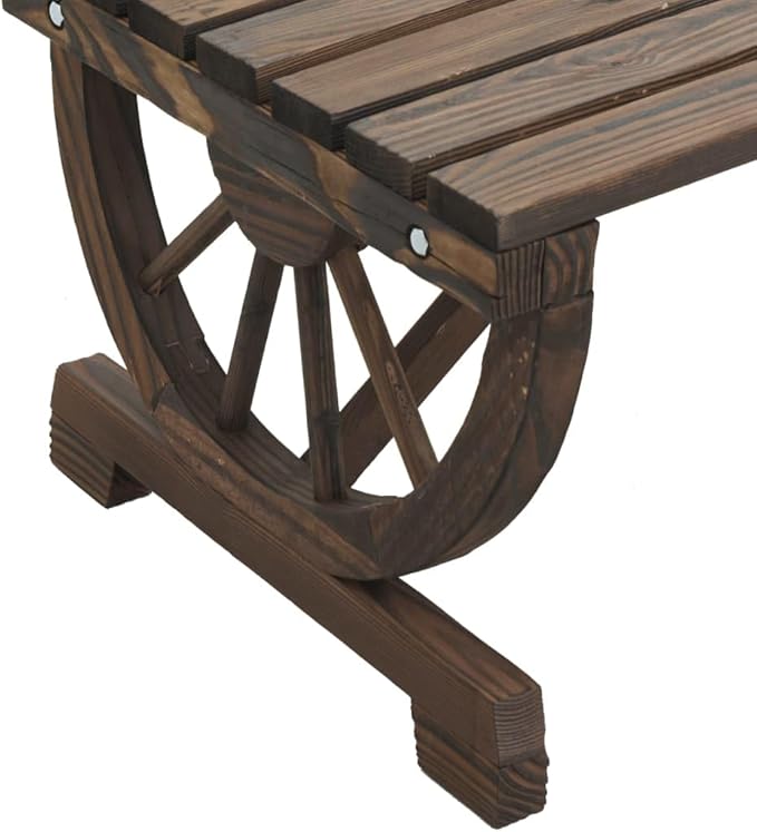 Outdoor 2-Seater Garden Bench 47.8 in Fir Wood Patio Furniture Burnt Wood Finish for Porch Balcony Lawn and Apartment