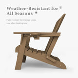 Folding Adirondack Chairs with Cup Holders, Set of 4 HDPE Plastic Outdoor Chairs, Weather Resistant, Real Wood Look - Photo 7