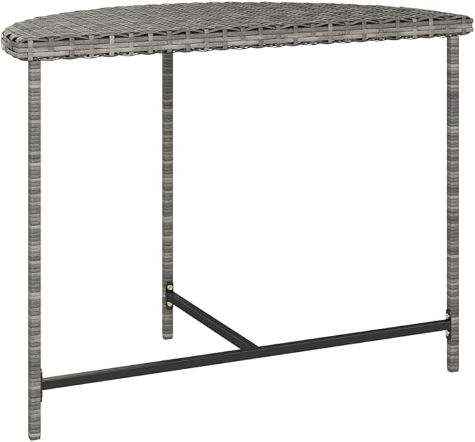 Modern Grey Poly Rattan Garden Table with Powder-Coated Steel Frame for Outdoor and Indoor Use, 4-Person Dining Set - Photo 4