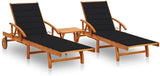 Outdoor Sun Lounger Set with Table and Cushions, 2-Person Patio Furniture for Garden Poolside, Adjustable Backrest - Photo 1