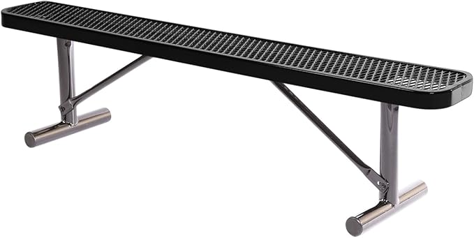 COATEDOUTDOORFURNITURE Heavy-Duty Portable Outdoor Bench Thermoplastic Coated, Expanded Metal, Commercial-Grade Seating, Made in America (Portable Without Back, 6 Ft, Textured Black)