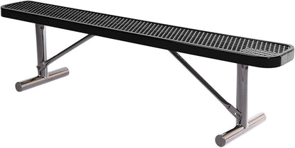 COATEDOUTDOORFURNITURE Heavy-Duty Portable Outdoor Bench Thermoplastic Coated, Expanded Metal, Commercial-Grade Seating, Made in America (Portable Without Back, 6 Ft, Textured Black)