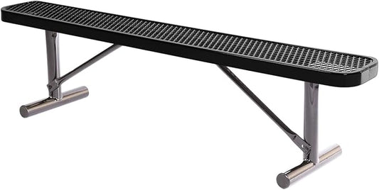 COATEDOUTDOORFURNITURE Heavy-Duty Portable Outdoor Bench Thermoplastic Coated, Expanded Metal, Commercial-Grade Seating, Made in America (Portable Without Back, 6 Ft, Textured Black)