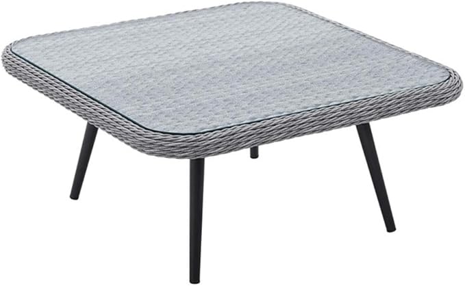 Endeavor Outdoor Patio Wicker Rattan Square Coffee Table in Gray
