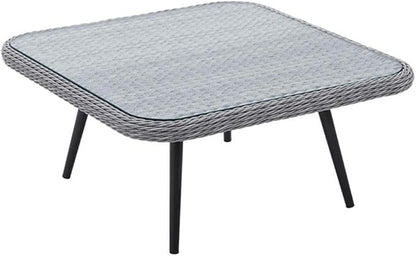 Endeavor Outdoor Patio Wicker Rattan Square Coffee Table in Gray