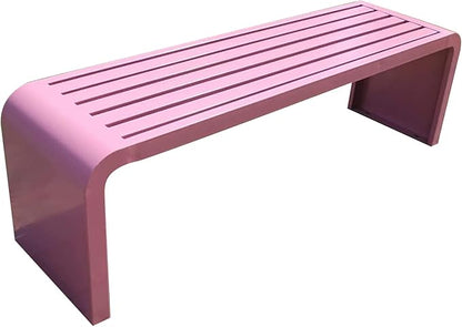Waterproof Outdoor Garden Bench, Steel Frame Outdoor Bench, Metal Garden Bench 100/120/150/180cm, 500 LBS Weight Capacity, for Park Yard Patio Deck Lawn (Color : Pink, Size : 59x15x18inch)