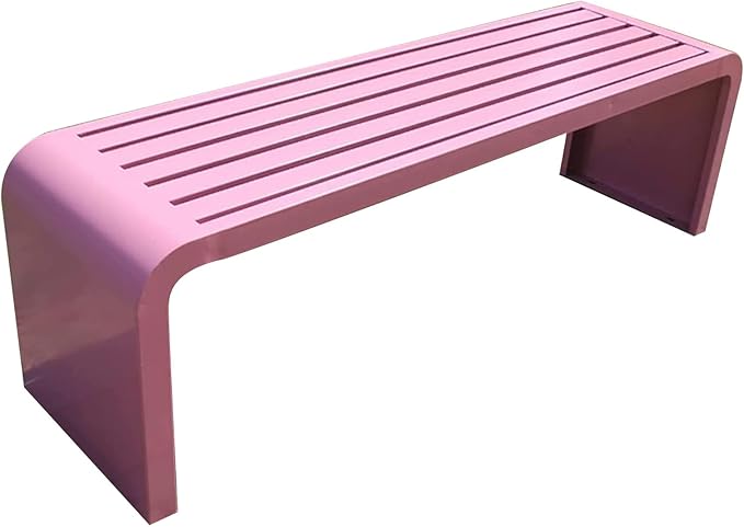 Waterproof Outdoor Garden Bench, Steel Frame Outdoor Bench, Metal Garden Bench 100/120/150/180cm, 500 LBS Weight Capacity, for Park Yard Patio Deck Lawn (Color : Pink, Size : 70x15x18inch)