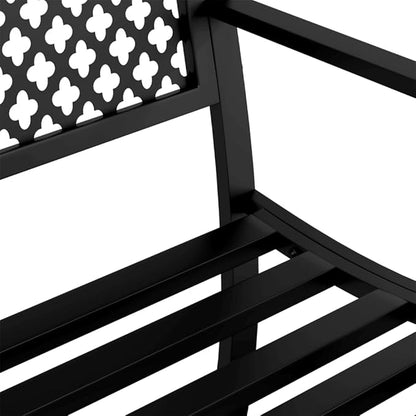 Garden Bench Outdoor 47 in Powder-Coated Steel Black Rectangular Seating for Two Robust Weather-Resistant Patio Porch Backyard Furniture