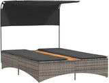 Gray Canopy Double Sun Lounger 31.3" x 21.1" x 21.7" Outdoor Patio Chaise Lounge for Pool Garden Balcony Lounge Chair - Photo 4