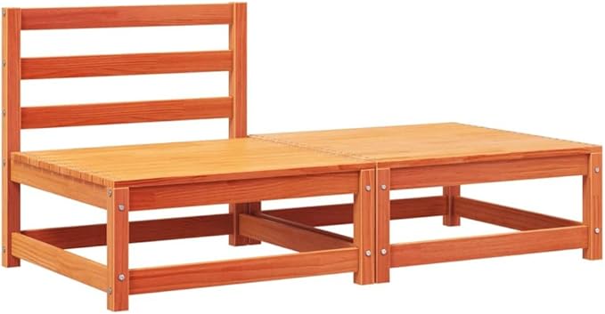 Patio Sectional Sofa with Cushions and Footstool Wax Brown Solid Pine Wood Modular Outdoor Furniture Set for Garden - Photo 4