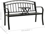 Patio Bench with a Table, Outdoor Garden Benches, Chairs with Armrests for Park, Yard, Porch, Lawn, Balcony, Backyard - Photo 2