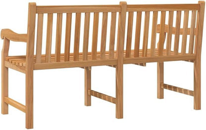 Heavy Duty Solid Teak Wood Garden Bench Light Brown Vintage Style Outdoor Seating for Patio Rustic Charm Weather Resistant Durable Construction