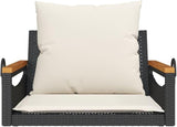 Outdoor Single Swing Chair with Cushions, Modern PE Rattan Hanging Bench Seat for Patio Garden Backyard Balcony - Photo 4
