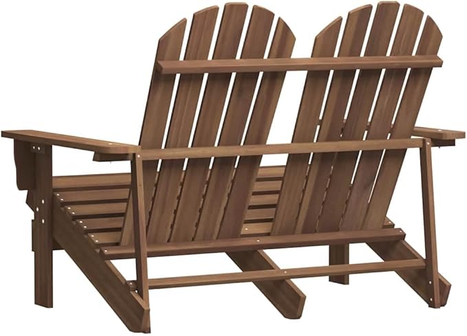 Brown Solid Fir Wood Standard Ergonomic 2-Seater Adirondack Chair for Outdoor Patio and Garden with Rustic Design and - Photo 5