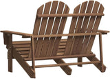 Brown Solid Fir Wood Standard Ergonomic 2-Seater Adirondack Chair for Outdoor Patio and Garden with Rustic Design and - Photo 5