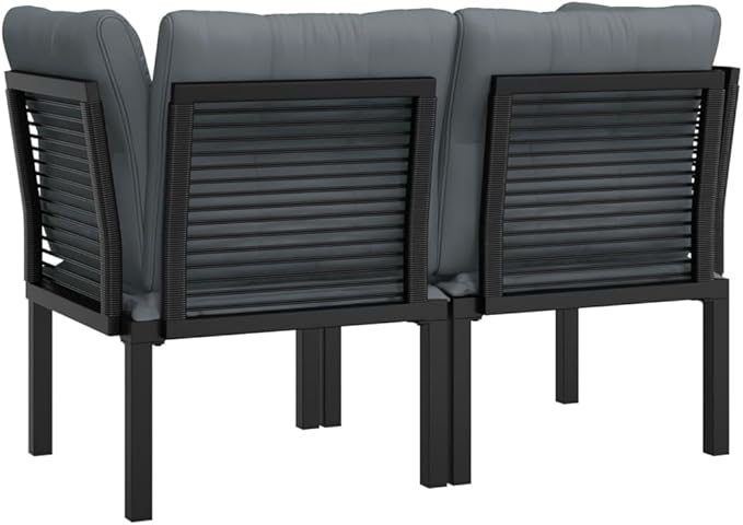 Corner Chair Black Dark Grey Modular Design Durable Construction Outdoor Furniture Weather Resistant Cushions Compact - Photo 5