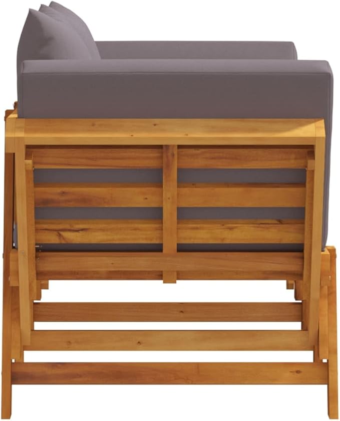 Solid Acacia Wood Garden Bench Outdoor Patio Porch Convertible 2-in-1 Daybed Dark Grey with Removable Cushions for Small Spaces Balcony Rustic Furniture 29x81x26 in
