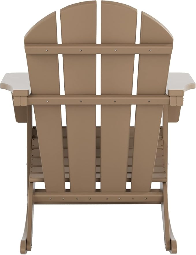 WO WESTIN OUTDOOR HDPE Laguna Outdoor Rocking Poly Adirondack Chair with Side Table 3-Piece Set, Weathered Wood