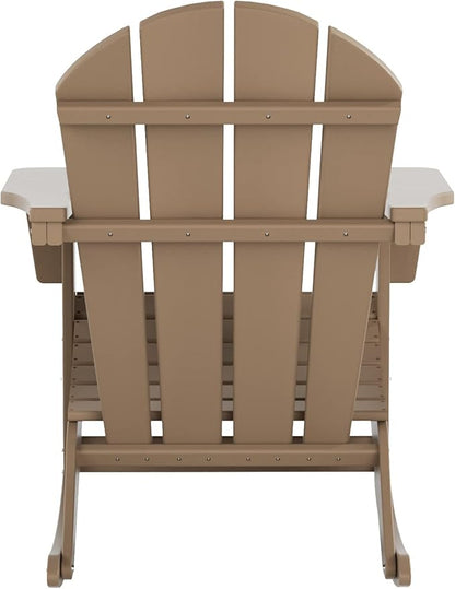 WO WESTIN OUTDOOR HDPE Laguna Outdoor Rocking Poly Adirondack Chair with Side Table 3-Piece Set, Weathered Wood