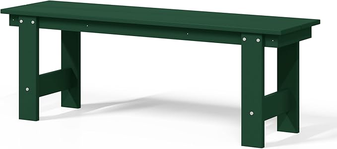 WestinTrends Ashore Outdoor HDPE 48" Modern Backless Patio Bench, Dark Green