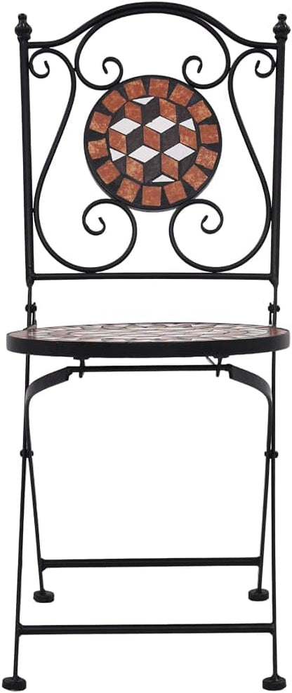 Mosaic Bistro Chairs 2 pcs Brown Ceramic Patio Chairs Outdoor Furniture Outdoor Chairs Suitable for Gardens, Pools and Balconies.