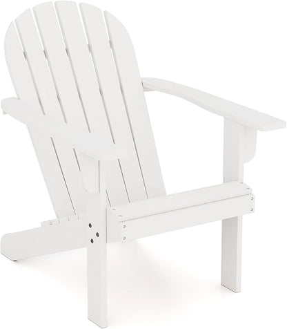 Giantex Acacia Wood Adirondack Chair - Outdoor Fire Pit Chair with 105° Inclined Seat, High Backrest, 4" Wide Armrests, Patio Lounge Chair for Outside, Lawn, Backyard, Garden, Deck, Porch (1, White)