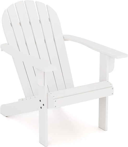 Giantex Acacia Wood Adirondack Chair - Outdoor Fire Pit Chair with 105° Inclined Seat, High Backrest, 4" Wide Armrests, Patio Lounge Chair for Outside, Lawn, Backyard, Garden, Deck, Porch (1, White)