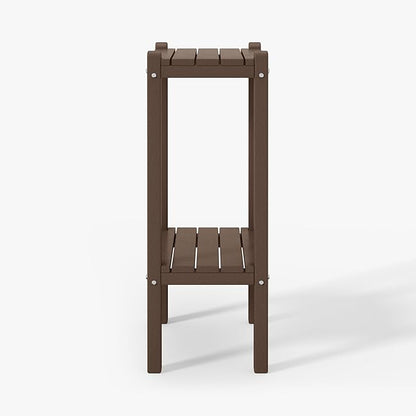 WestinTrends Malibu 36" Outdoor Adirondack HDPE 2-Tier Patio Side Table, Dark Brown