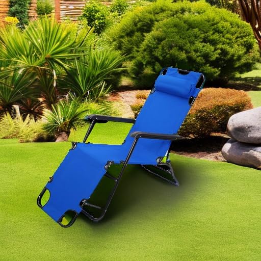 Outdoor Folding Chaise Lounge Chair, Patio Sun Lounger Reclining Beach Chair Sun Patio Pool Lawn Recliner Chair