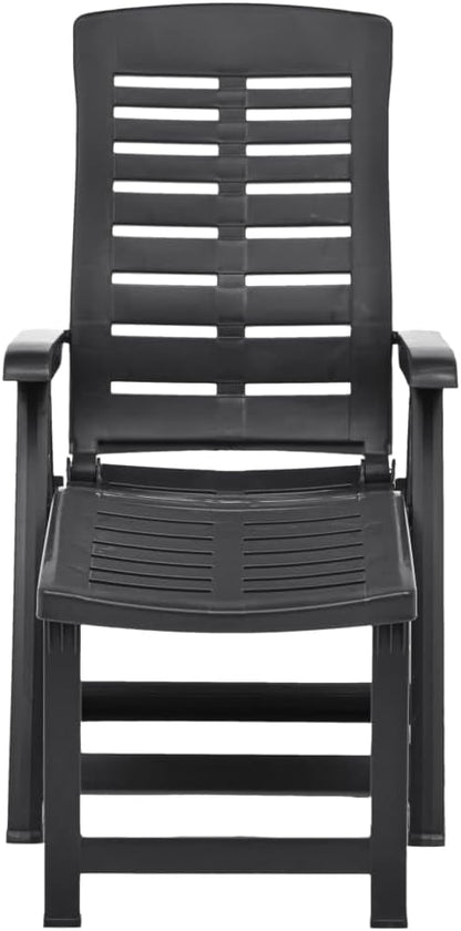 Adjustable Anthracite Outdoor Chaise Lounge, 42.5"x23.2"x42.5" Foldable Sun Lounger in Robust Synthetic Plastic, Zero-Assembly Poolside Patio Deck Seating for Garden Balcony & Beach