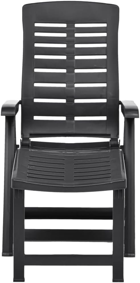 Outdoor Chaise Lounge Anthracite 42.5"x23.2" Foldable Adjustable Plastic Sun Lounger for Poolside Patio Garden Balcony - Photo 3