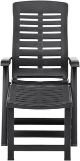 Outdoor Chaise Lounge Anthracite 42.5"x23.2" Foldable Adjustable Plastic Sun Lounger for Poolside Patio Garden Balcony - Photo 3