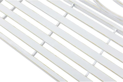 Outdoor Patio Garden Bench, Iron Metal Steel Park Bench with Backrest and Armrest, Slatted Seat for Yard Porch Balcony, Accommodates 2-3 People, White