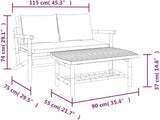 Bamboo Outdoor Lounge Set with Cream White Cushions, 2-Piece Garden Patio Furniture for Relaxation - Photo 1
