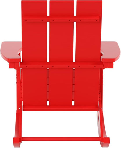 WO WESTIN OUTDOOR HDPE Shoreside Modern Rocking Poly Adirondack Chair (Set of 2),Red