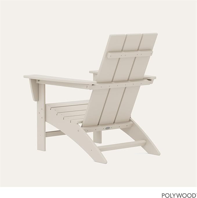 POLYWOOD Modern Adirondack Chair – All-Weather Outdoor Lawn Adirondack Chairs – HDPE, Fade-Resistant & Durable Outdoor Furniture – For Patio, Deck & Fire Pit Chairs – Sand
