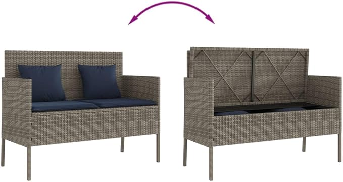 Garden Bench Grey, Navy Blue Outdoor Benches Outdoor Furniture for Courtyard