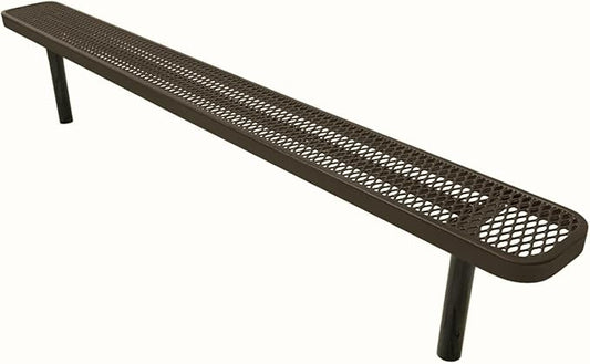 COATEDOUTDOORFURNITURE Coated Outdoor Furniture Heavy-Duty Outdoor Bench Thermoplastic Coated, Expanded Metal, Commercial-Grade Seating, Made in America (Inground Without Back, 8 Ft, Textured Brown)