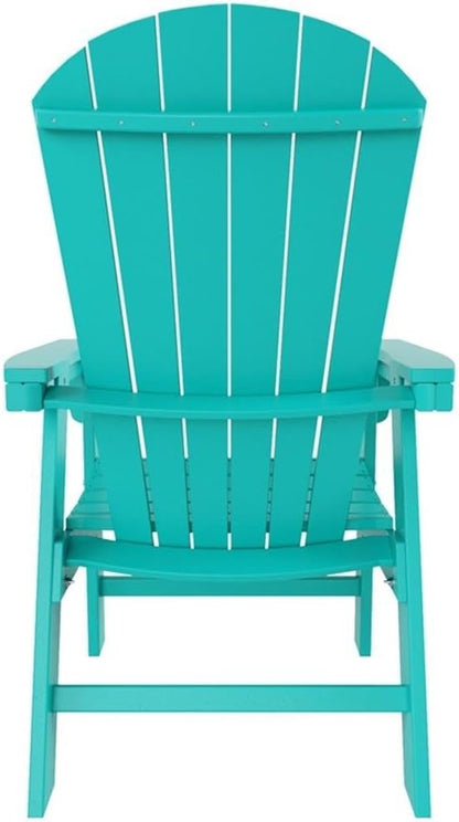 Costaelm Outdoor Adirondack Chair, HDPE Patio Balcony Pool Chair, Modern Front Porch Fire Pit Backyard Chair, Garden Resin Lounge Chair for Outside, Turquoise
