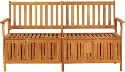 Bench Natural Wood Solid Acacia Wood Outdoor Seating Outdoor Benches for Lawn Garden 58.3 in Bench Rectangular