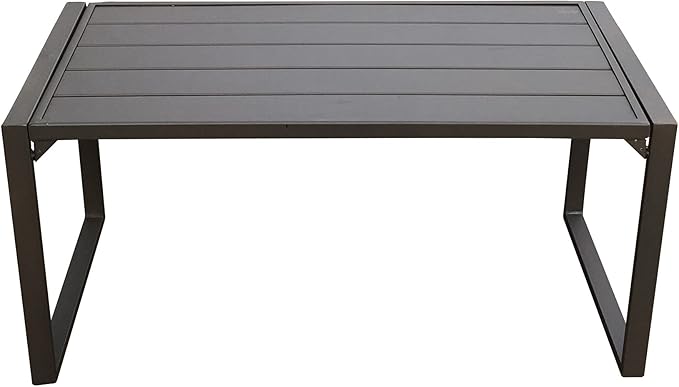 HomVent Outdoor Patio Furniture Love Seat and Coffee Table Set, Outdoor Bench Patio Loveseat Bench with Cushion and Metal Frame, Loveseat Furniture Set Sofa for Garden, Yard, Patio or Poolside (Gray)