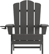Flash Furniture Newport Adirondack Chairs with Cup Holders, Weather Resistant Poly Resin Adirondack Chairs, Set of 2 - Photo 9