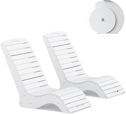 MELLCOM HDPE Pool Lounge Chairs Set of 2, in Pool Lounge Chairs up to 10-Inches of Water, Chaise Lounge Chairs with Wheels, S Shape Patio Lounge Chairs for Pool, Deck, Garden, Beach, White