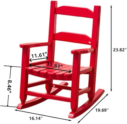 Toddler Rocking Chair Kids Child Wooden Small Baby Comfy Rocker Chairs Furniture for Nursery Bedroom Livingroom Outdoor Reading Room, Ages 3-6, Red