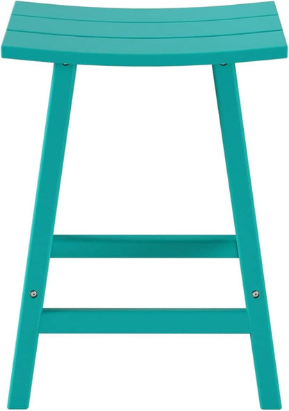WestinTrends Malibu Malibu 24 Inch Counter High Saddle Stools (Set of 3), Turquoise
