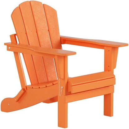 Costaelm Outdoor Folding Chair, Outdoor Seating Folding Firepit Chairs, All Weather Poly Adirondack Chair for Deck Backyard Garden Lawn Pool Patio, Orange