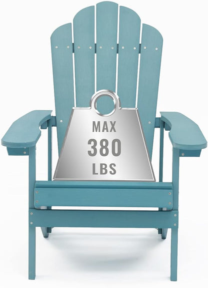 ELEGANT Folding Adirondack Chairs, Patio Chairs, Lawn Chairs, Outdoor Chair, Adirondack Chair Wood, Fire Pit, Weather Resistant for Deck, Backyard, Garden(Blue)